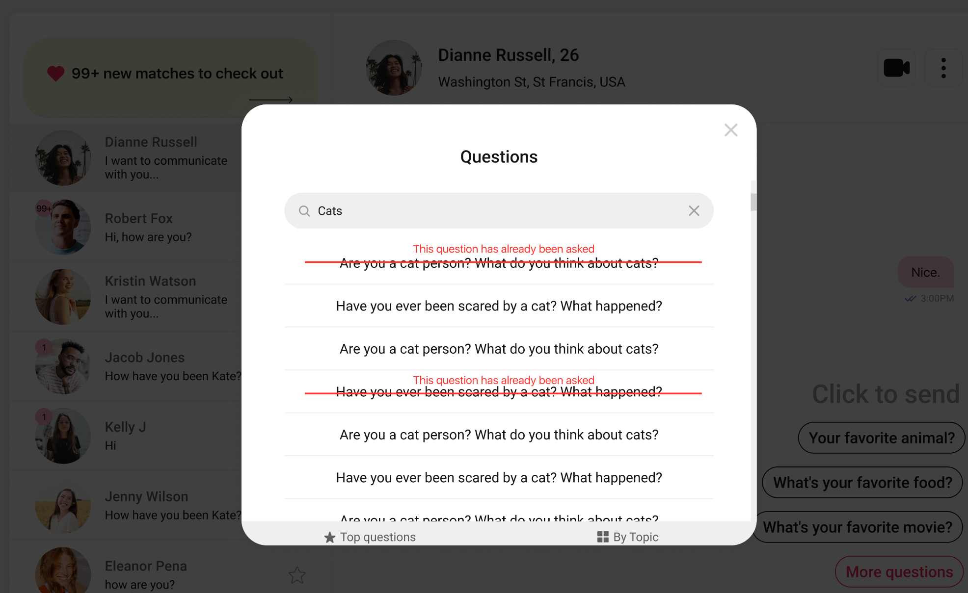 Questions after Matching — More conversations, more paid subscriptions