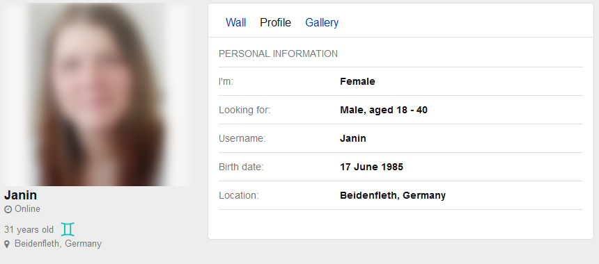 60,000 German dating profiles database