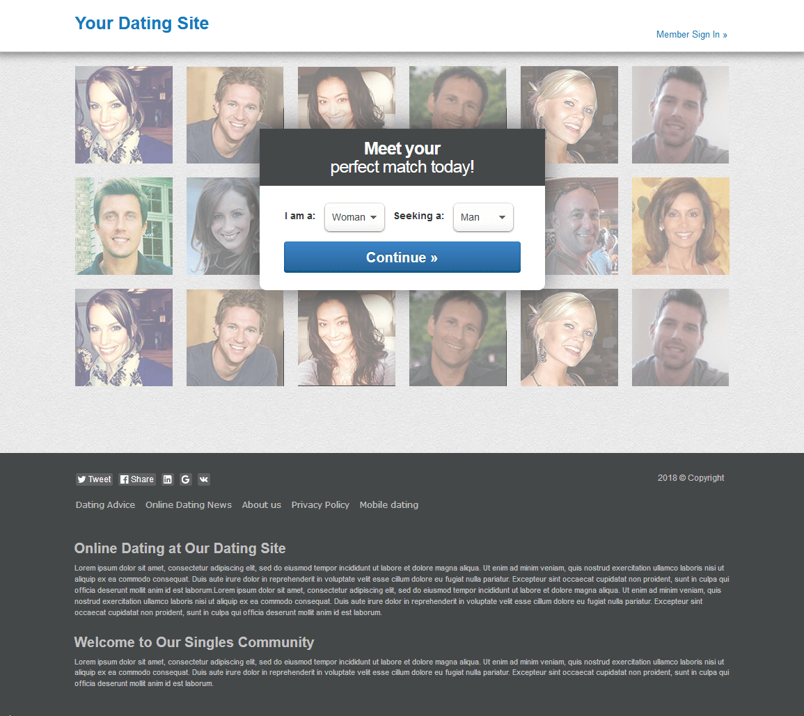 Blue and Gray - dating website template