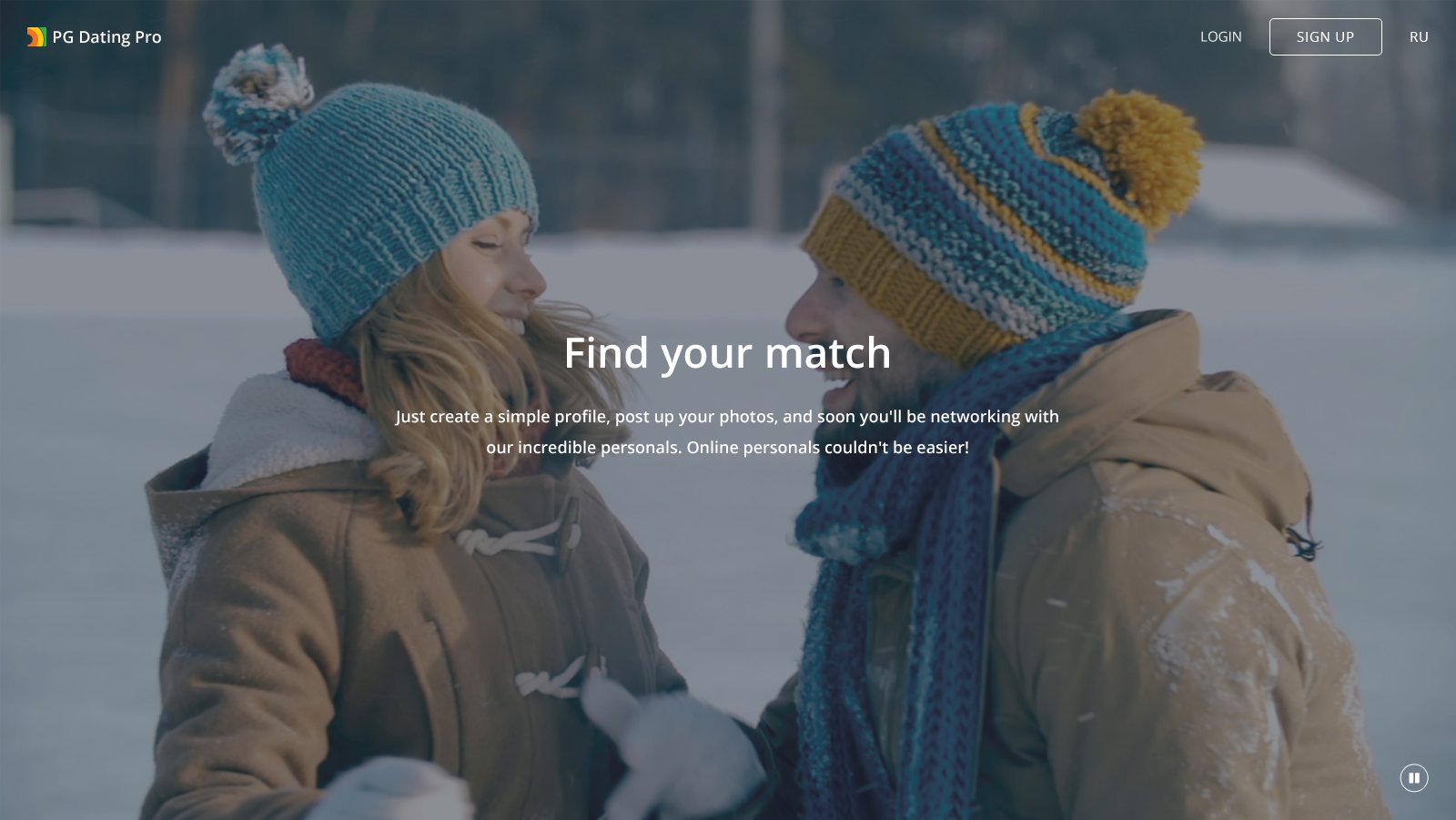Winter landing page - dating website template