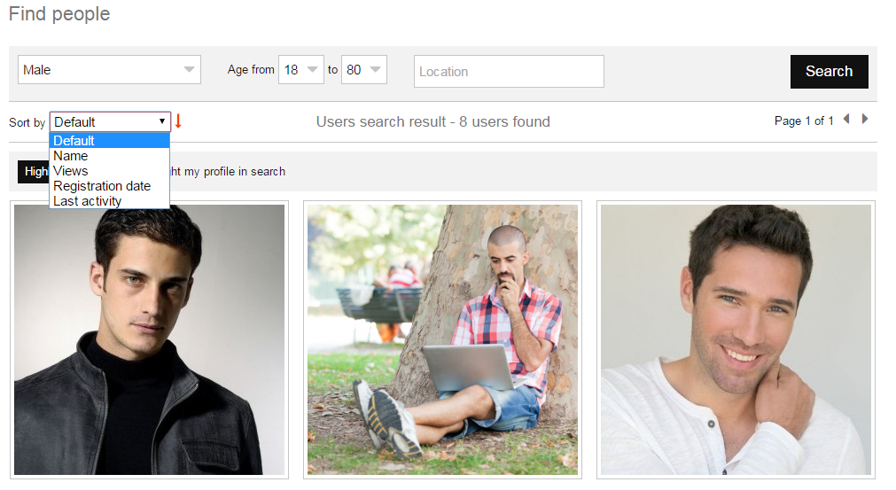Dating site sort