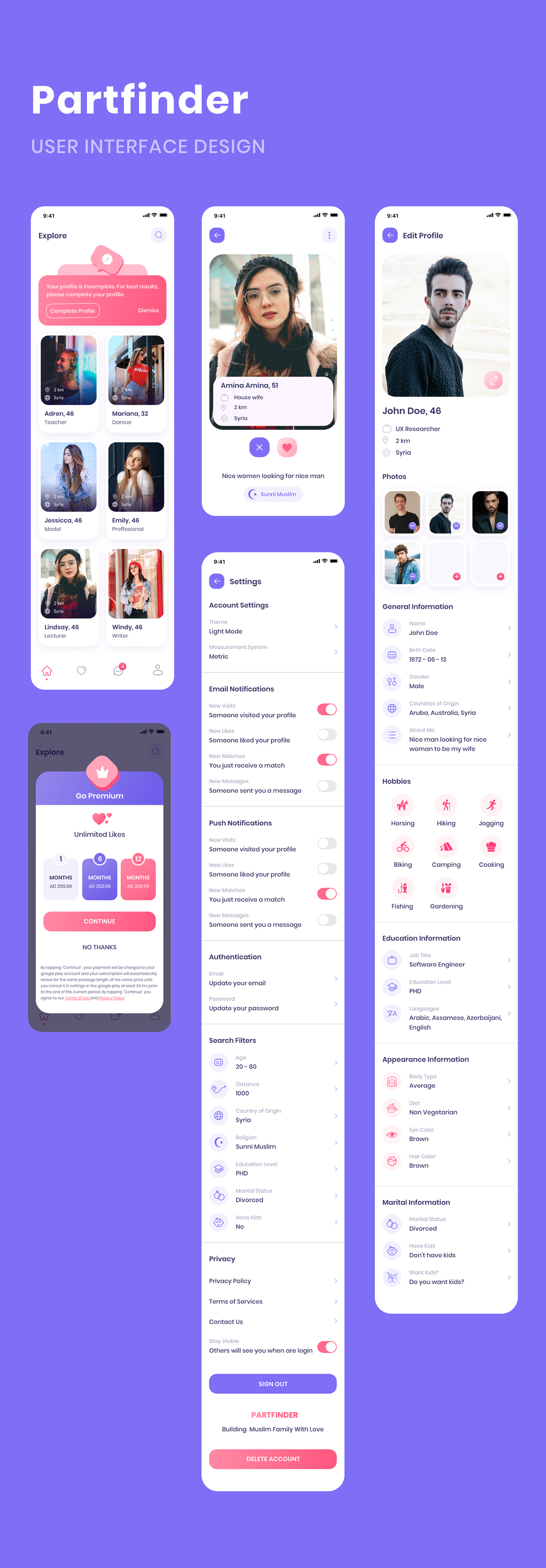Partfinder - dating app template