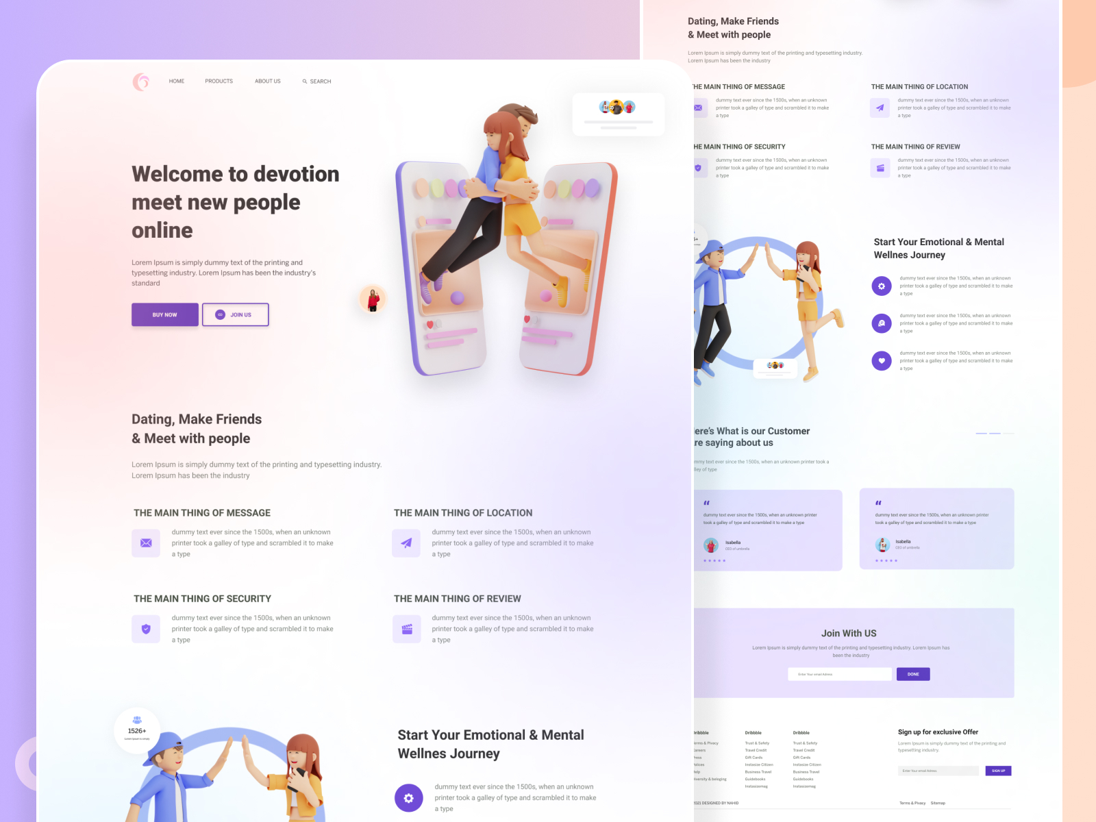 Dating app landing page - dating website template
